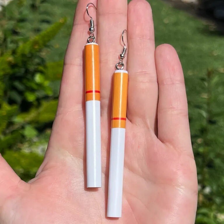 cigarette earrings FAKE Cigarette Charm Earrings Lightweight Costume Jewelry