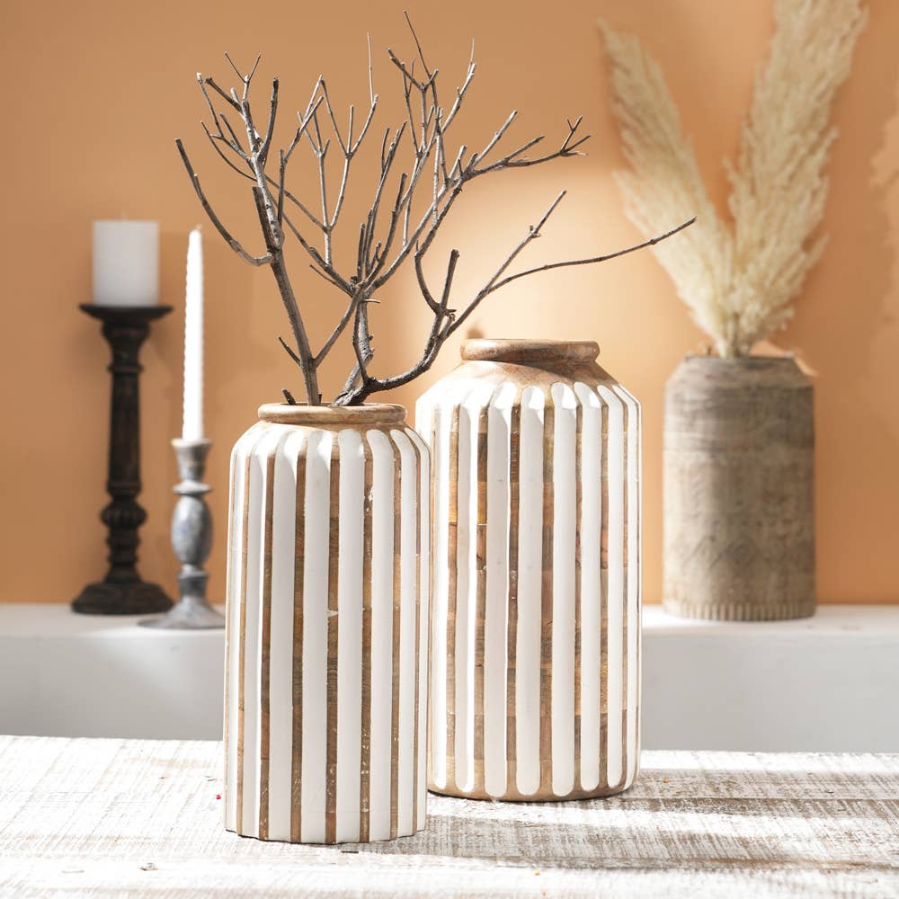 Handcrafted Decorative Wood Vase – Rustic Accent Vase for Shelf, Table, or Entryway Decor