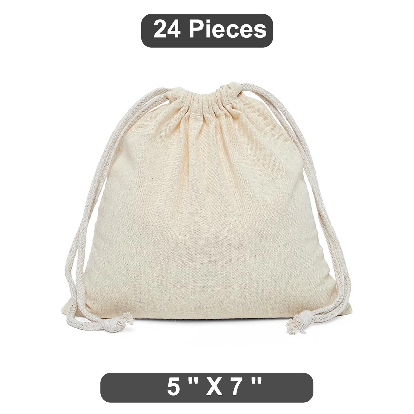 Convenient 5&#x22; x 7&#x22; Plain Cotton Muslin Pouch