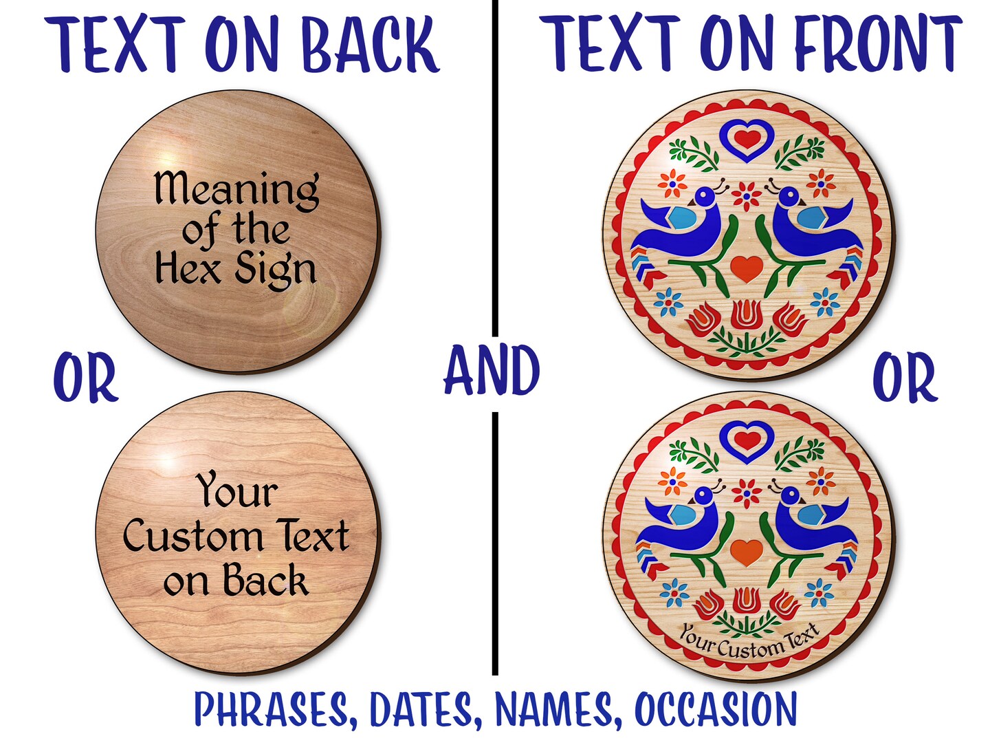 hxw: WELCOME DOUBLE DISTELFINK Engraved Wood Hand-Painted (08-36") PA Dutch Hex Sign product 7