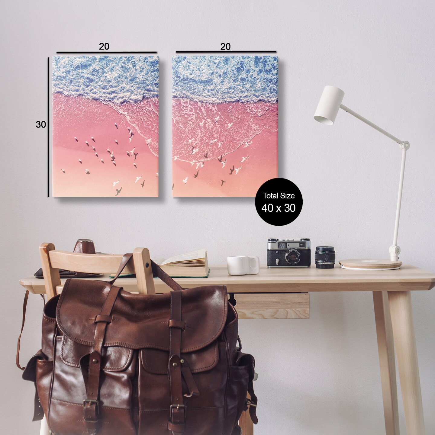 Stupell Industries Minimalist Aerial Beach 2 pc Canvas Wall Art Set Design by Nataly White