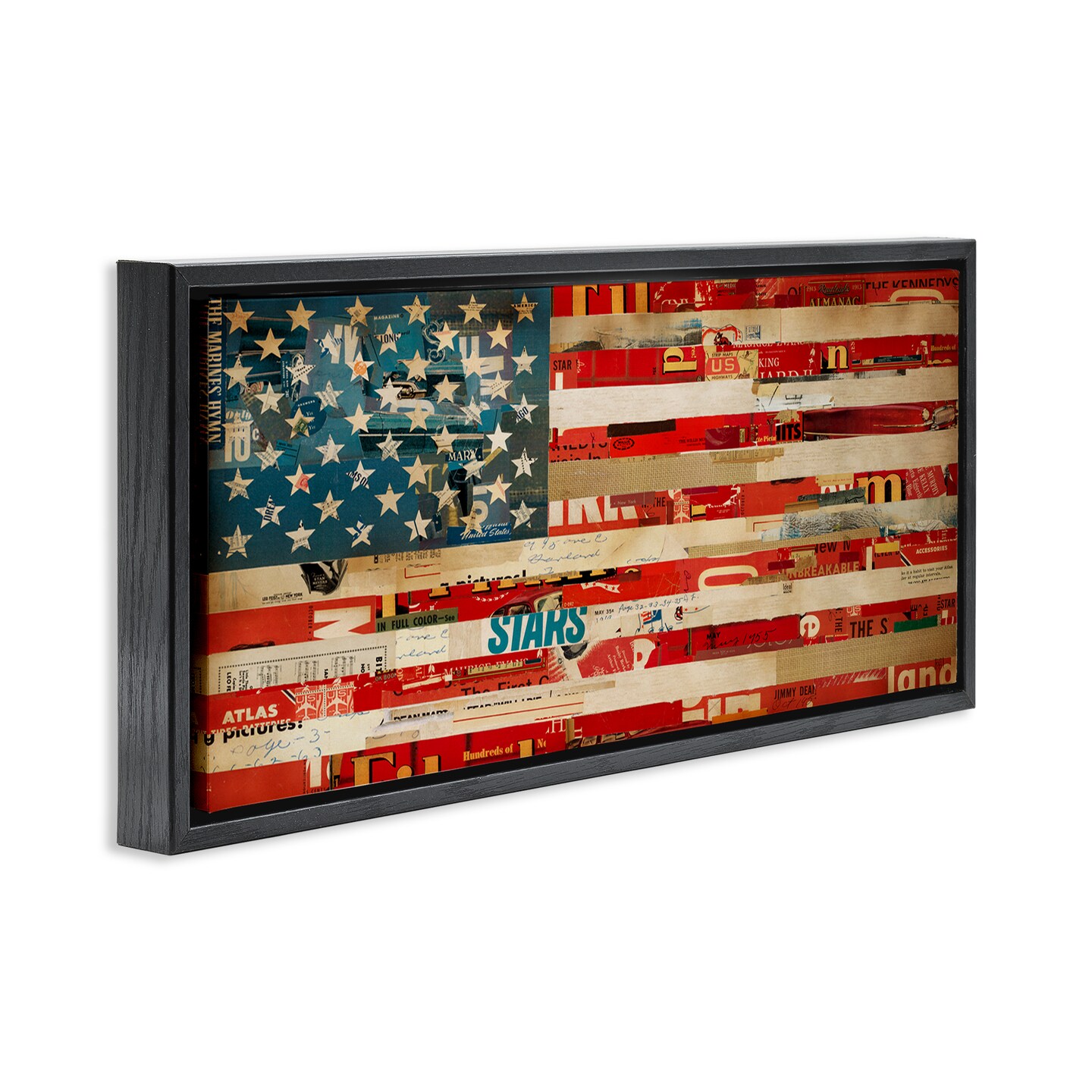 Stupell Industries Patriotic Collaged Flag Framed Floater Canvas Wall Art Design by Kelsey Hochstatter