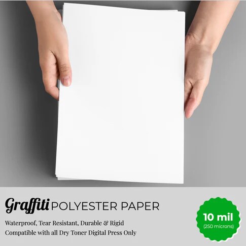 Graffiti Waterproof Papers (Scuff Free) - 10 mil 300 gr Rigid Polyester (White) 50 Sheets