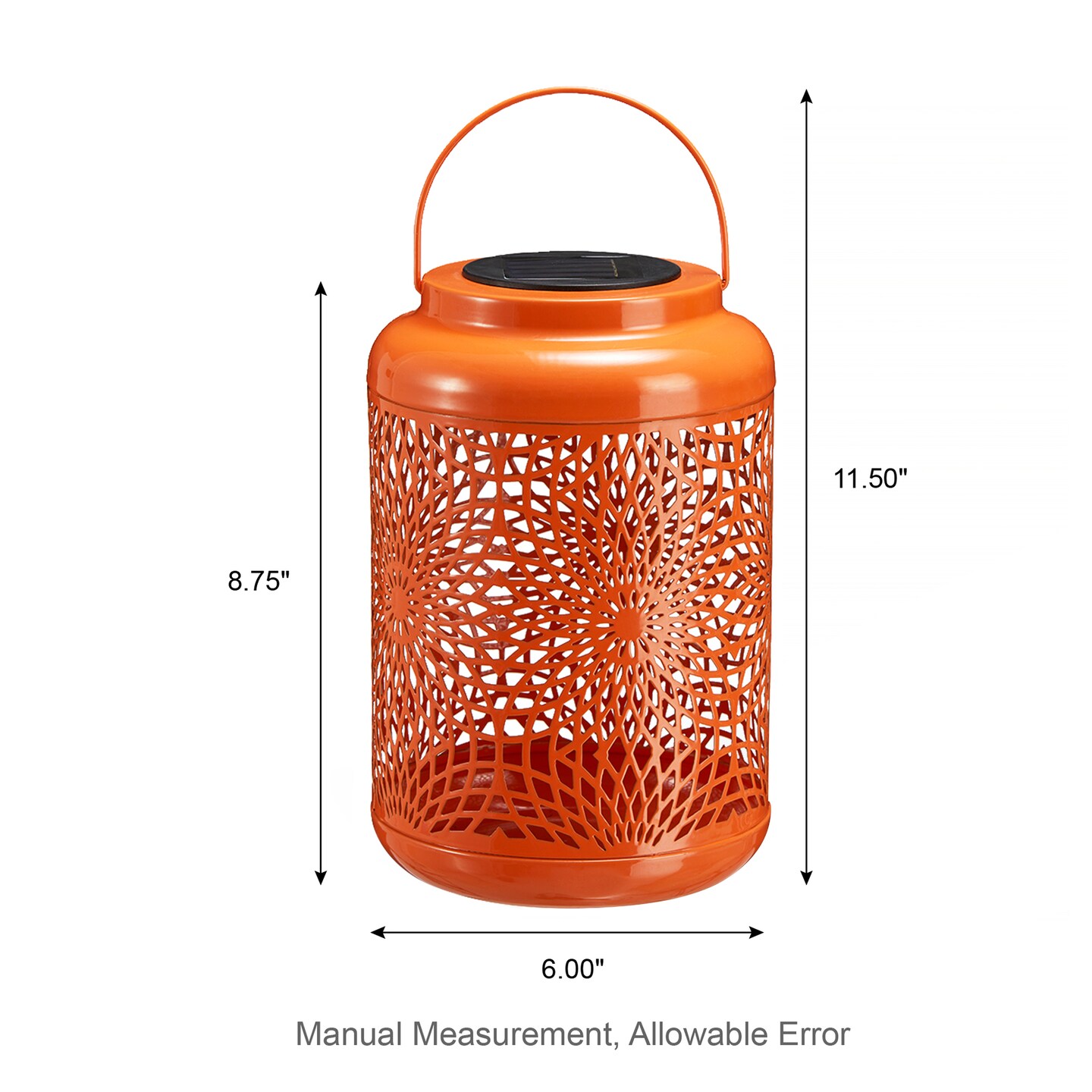 Set of 2/4 8.75&#x22;H Metal Cutout Scrollwork Solar Powered LED Outdoor Lantern with handle