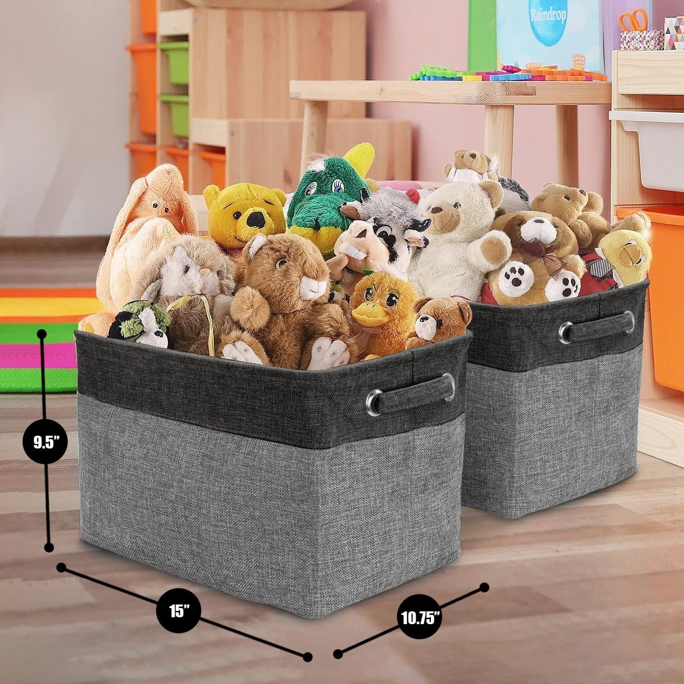 Sorbus Fabric Storage Bins for Shelves - 15 Inch Sturdy Collapsible Storage Bins with 2 Handles, Foldable Baskets for Organizing Home, Closets, Shelf, Toys, Clothes, Large Decorative Storage Baskets