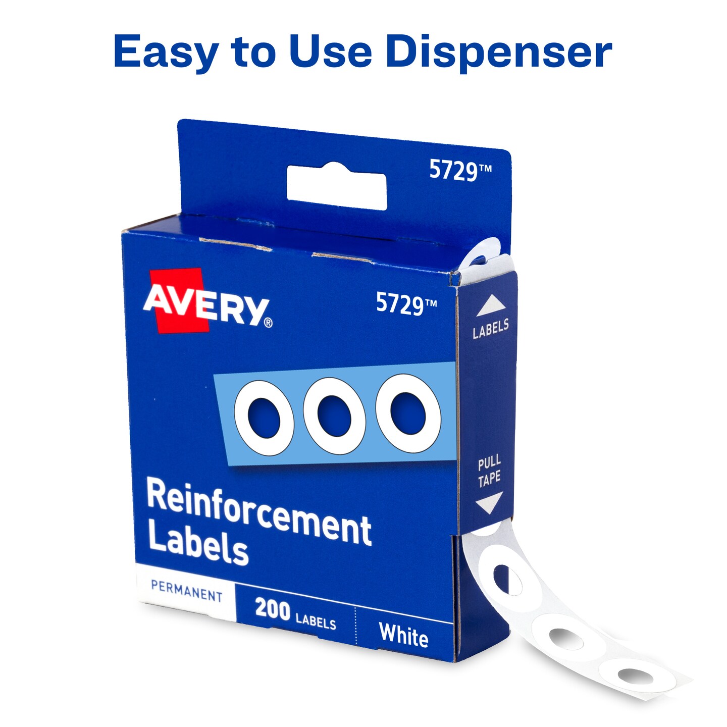 Avery Reinforcement Labels, 1/4" Diameter, Permanent Adhesive, White, Non-Printable, 6 Packs, 1,200 Page Reinforcement Stickers (21919)