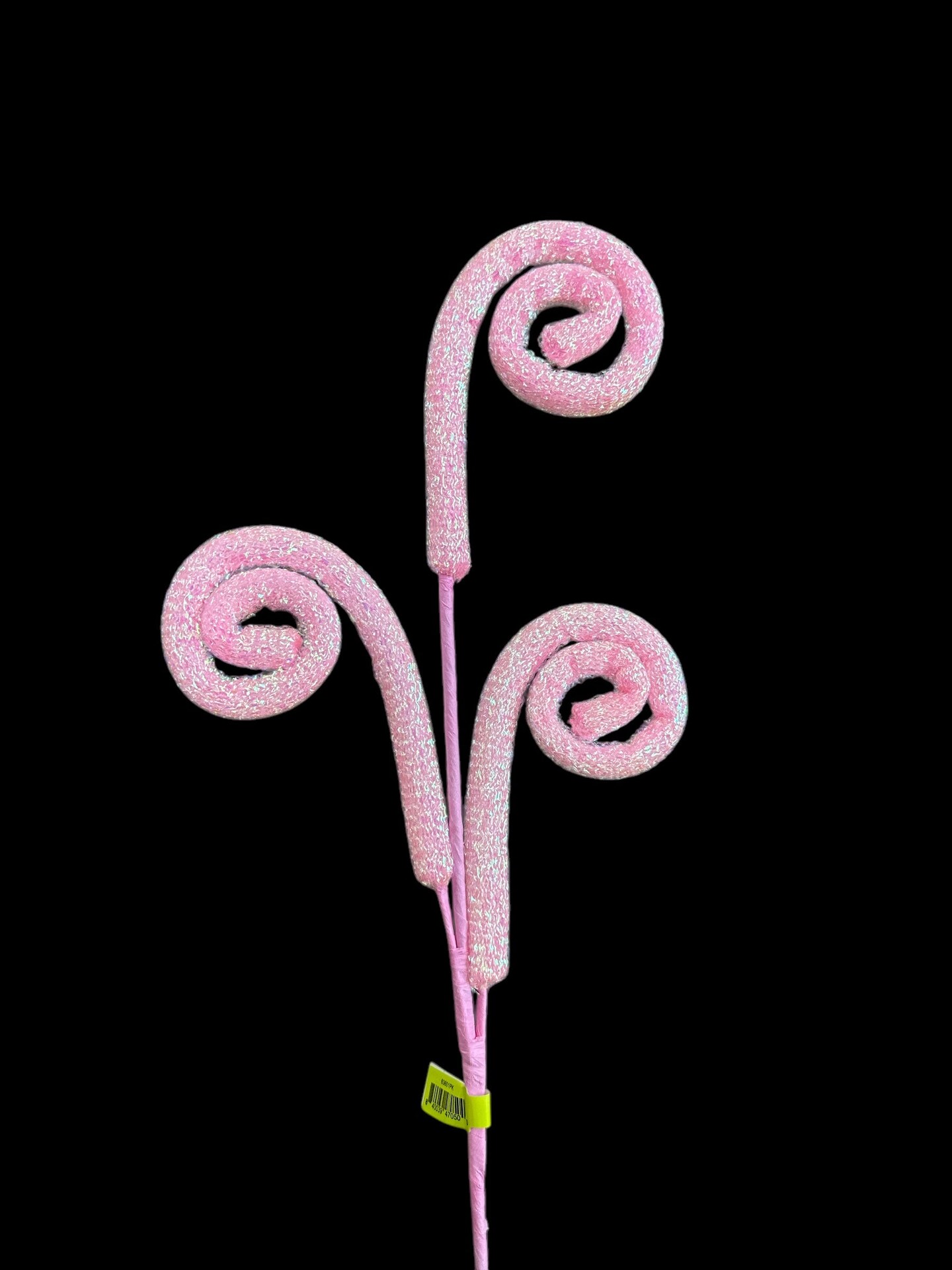 28'' Pink Shimmer Spiral Curly Spray - Glittery Floral Stem Decor-63601PK