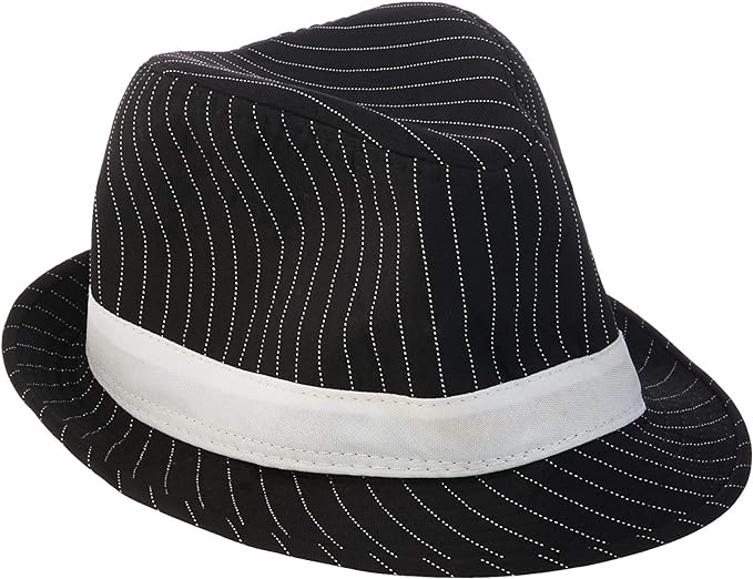 Loftus International Loftus 1920S Gangster Mob Boss Costume Pinstripe Fedora, Black White, One Size Novelty Item