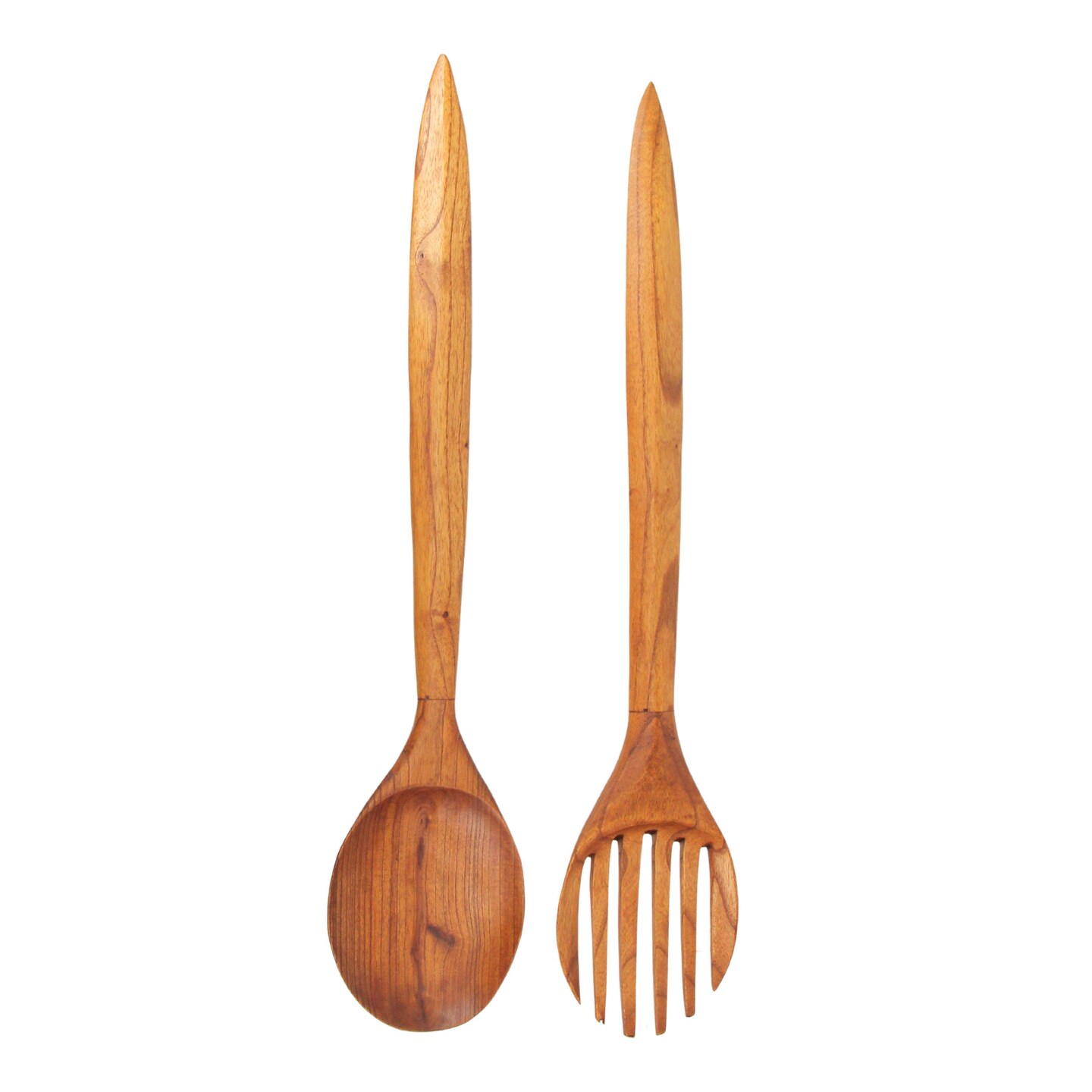 Oversized Wooden Fork &#x26; Spoon Wall Decor - Rustic Minimalist Art, 35.5&#x22; High