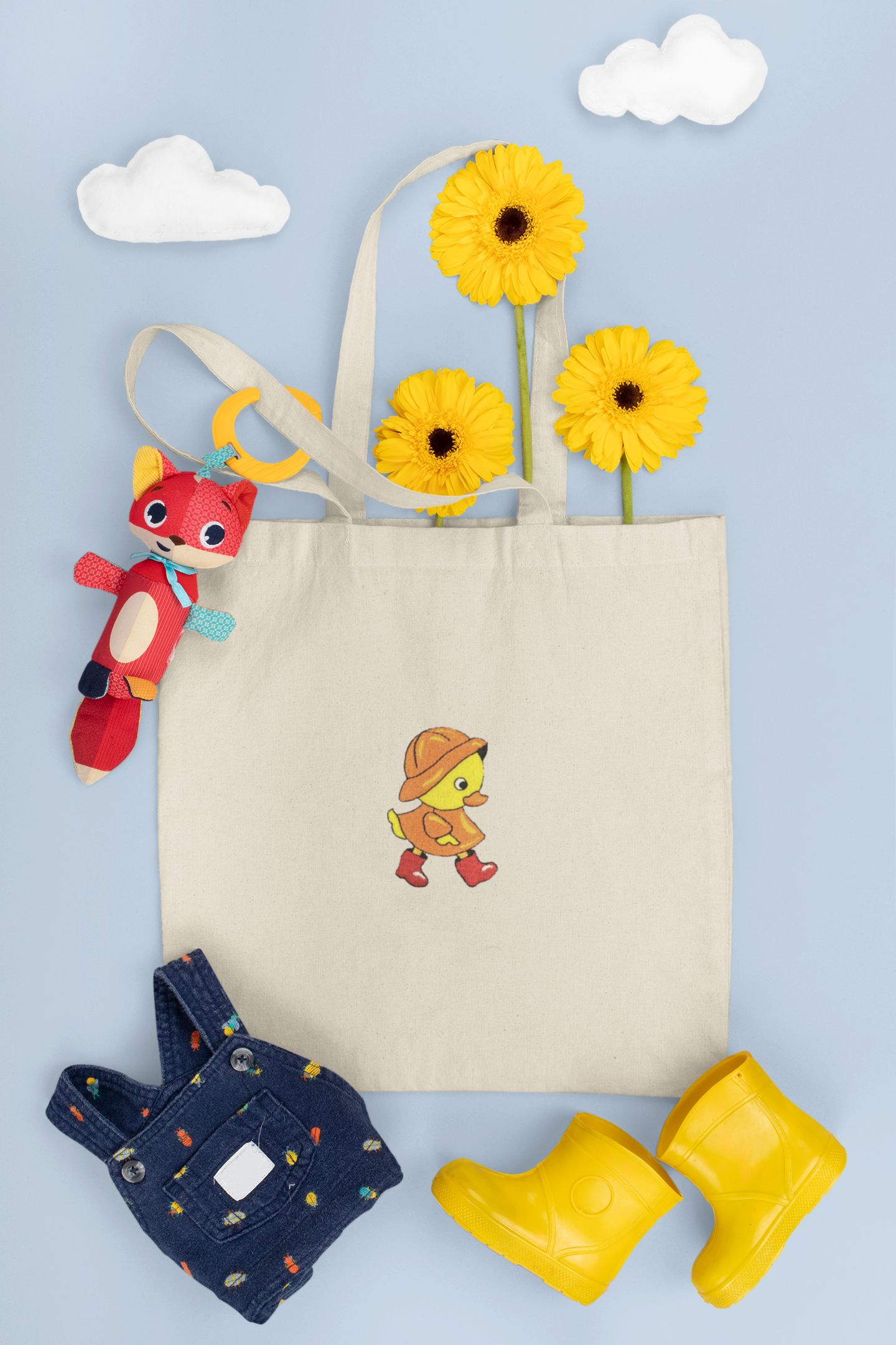 Rainy Day Duck Wearing Red Galoshes, Embroidered, Iron on Patch