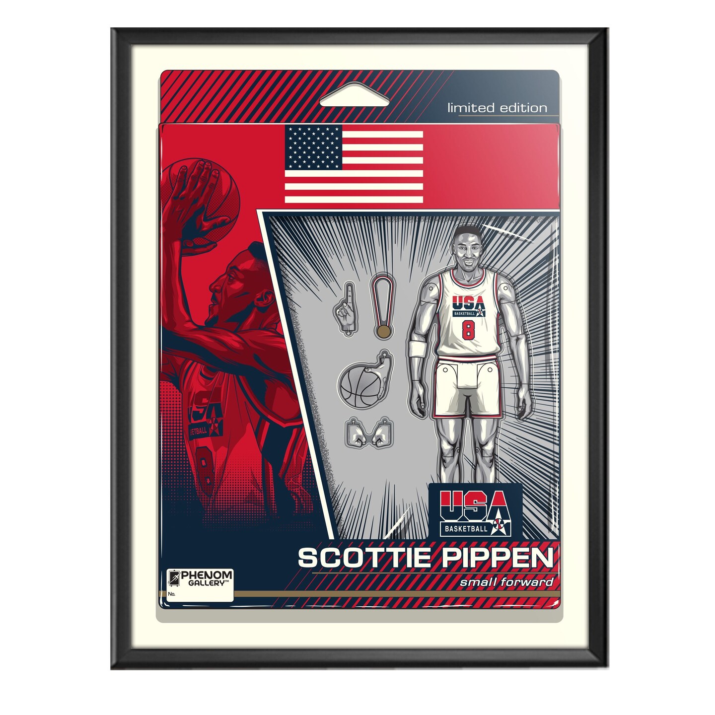 Phenom Gallery Scottie Pippen USA Basketball Action Figure Serigraph