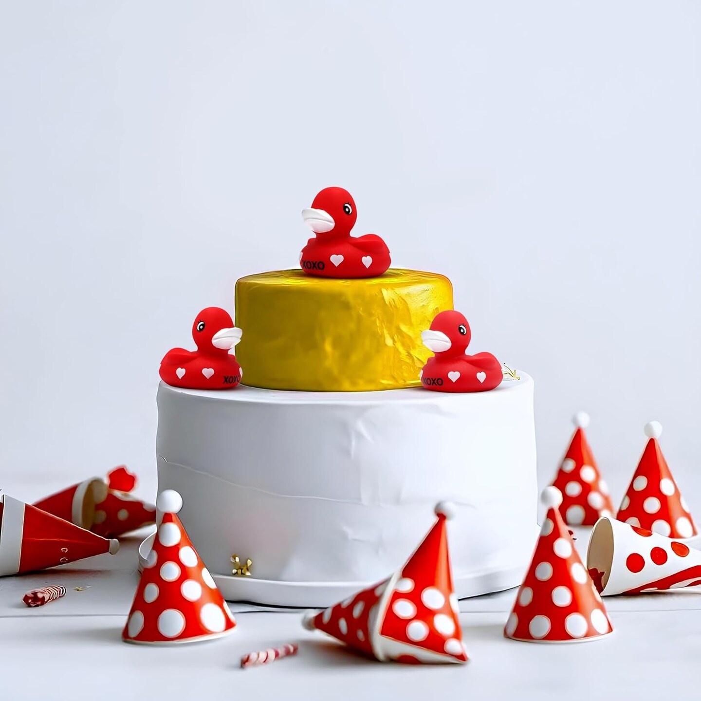 4E's Novelty 2 Pack Valentines Rubber Duck: 3" Large Red Rubber Ducky with XOXO