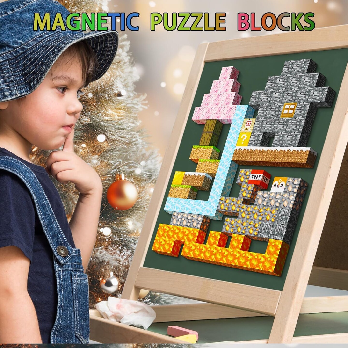 Magnetic Blocks 100PCS,Mine World Craft Toys for Boys 6-8,Magnetic Cubes for Kids,Magnetic Toys,Stress Relief Building Blocks,Magnetic Building Cubes0.8In,Puzzle Games,Building Toys