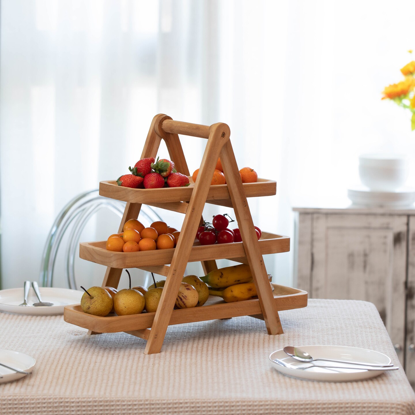 Vintiquewise 3-Tier Wooden Tray Farmhouse Inspired Cupcake Stand Dessert Platter Pastry Holder Appetizer Display for Wedding Party Baby Shower or Tea Time Ideal Decor in Kitchen, Dining or Coffee Bar