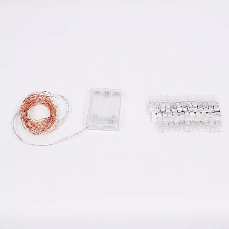 32 ft Warm White Battery Operated LED String FAIRY LIGHTS Clips Party Supplies