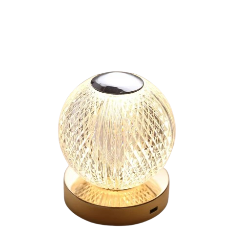 Clear 5 in Acrylic Crystal Ball TABLE LAMP USB Rechargeable LED Light Events