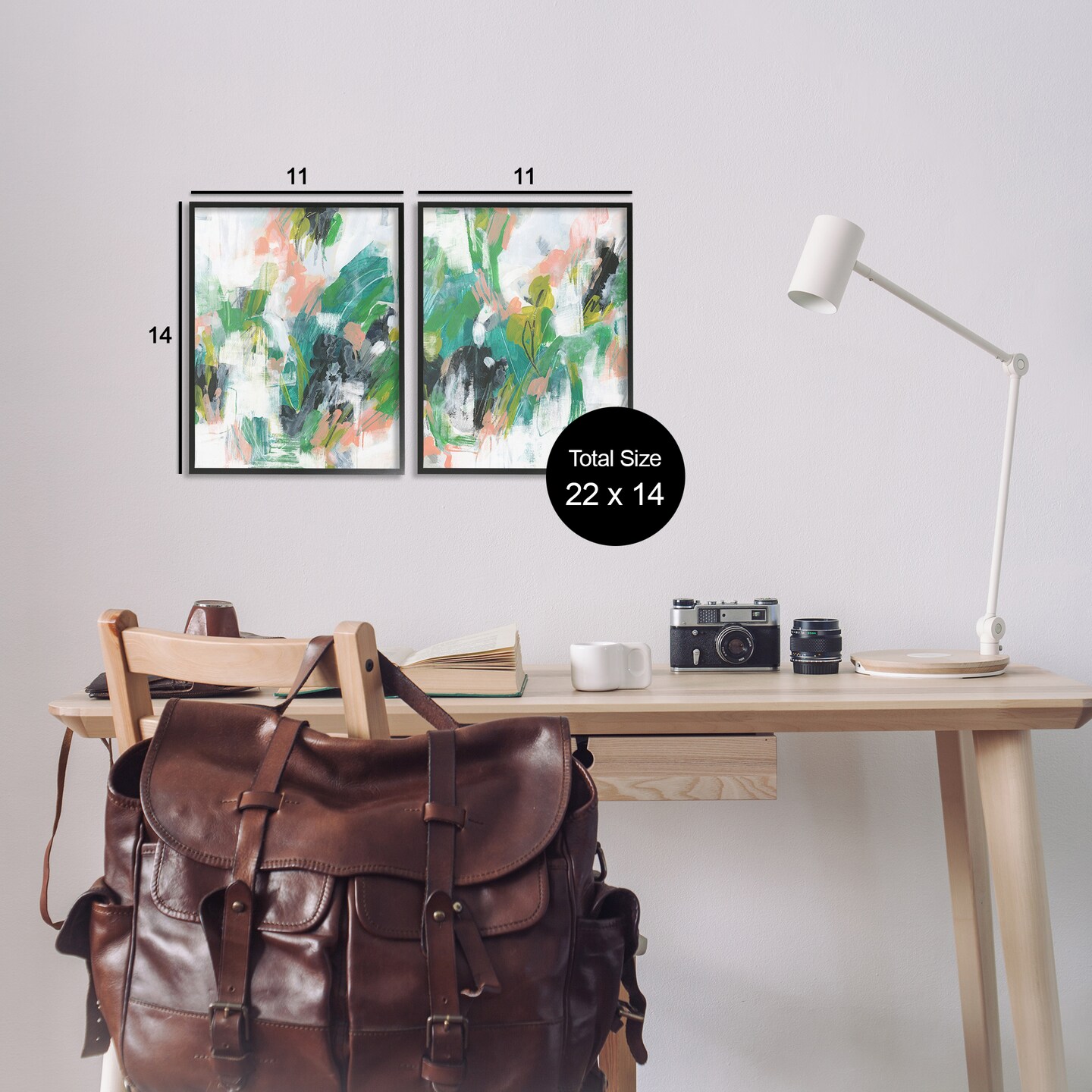 Stupell Industries Green Abstract Layers 2 pc Framed Giclee Wall Art Set Design by June Erica Vess