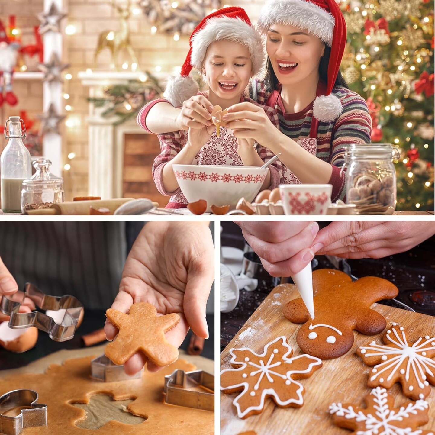 20 Pcs Christmas Cookie Cutters &#x2013; Reindeer Snowflake Tree Gingerbread Santa