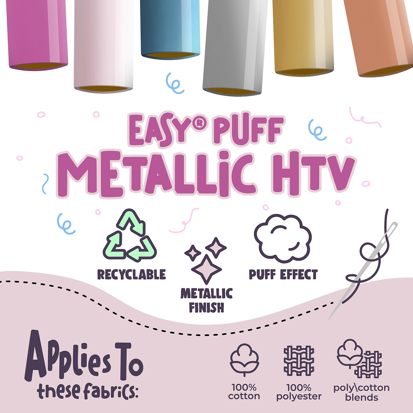 Siser&#xAE; Easy&#xAE; Puff Metallic Heat Transfer Vinyl, 11.8&#x22; x 24&#x22;