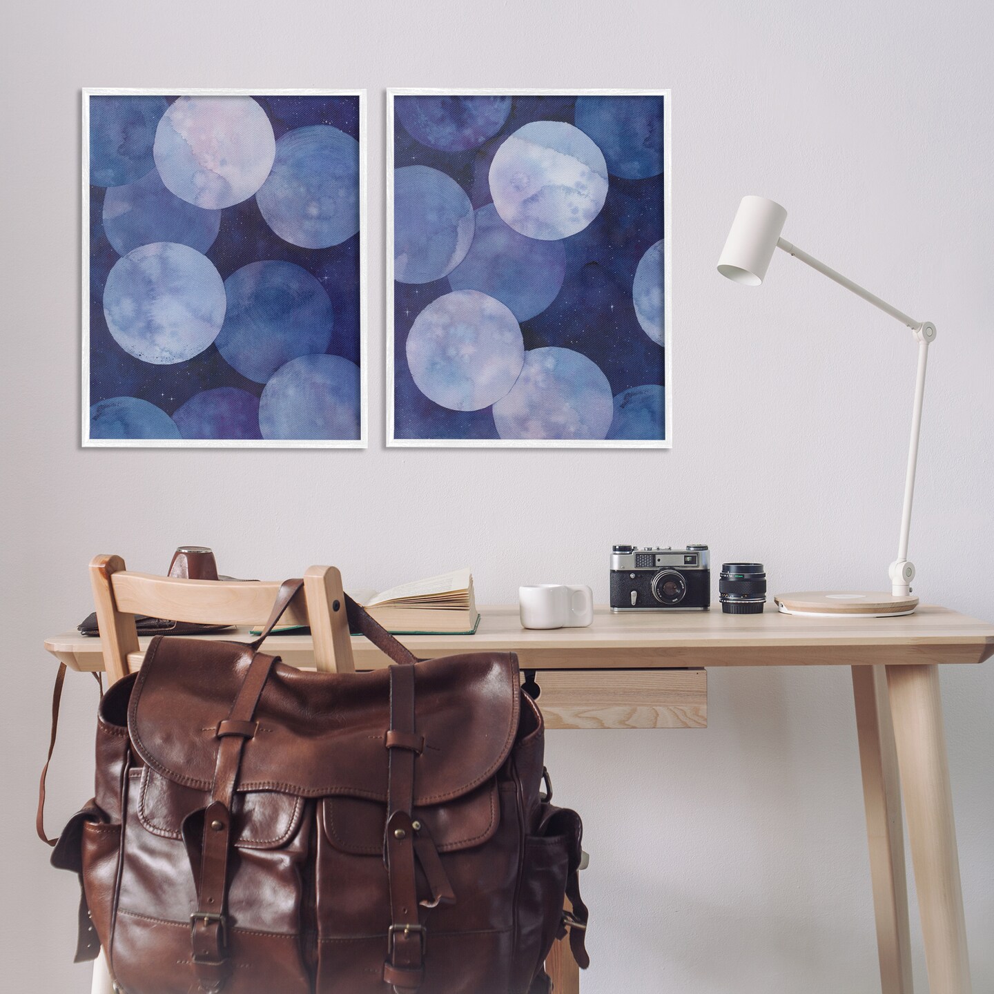 Stupell Industries Abstract Blue Purple Circle Bubbles 2 pc Framed Giclee Wall Art Set Design by Grace Popp