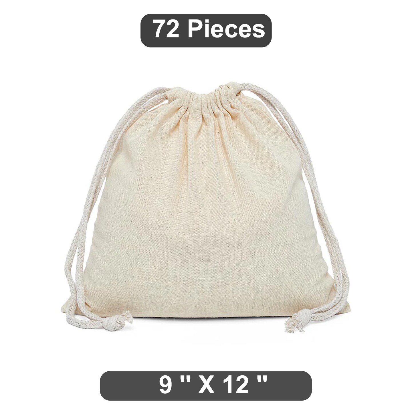 Large 9&#x22; x 12&#x22; Plain Cotton Muslin Pouch