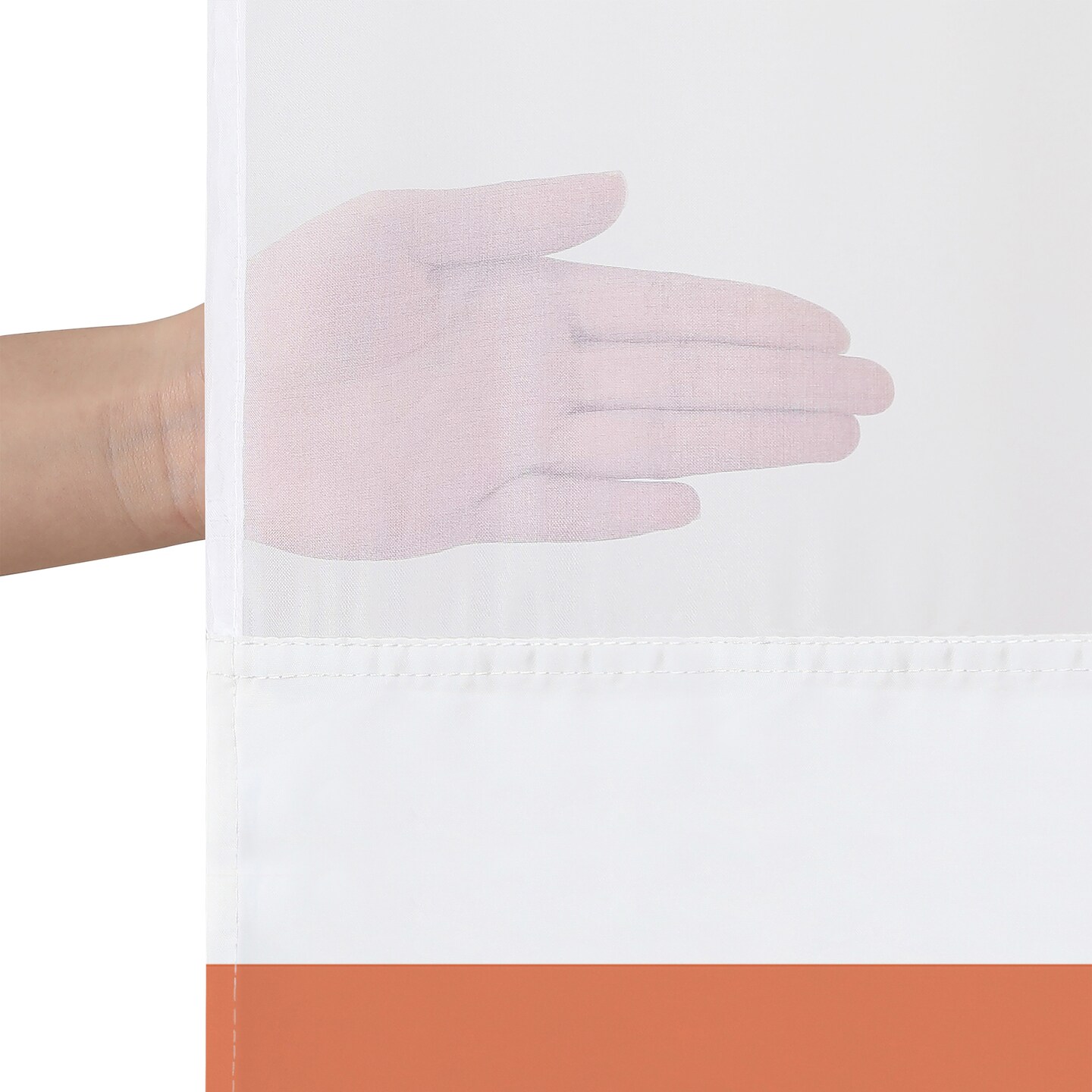 Americanflat 72x75 Hookless Shower Curtain - Abstract Pink Green Orange Shower Curtain with Sheer Panel, Snap-In Liner, and Grommets - 100% Polyester