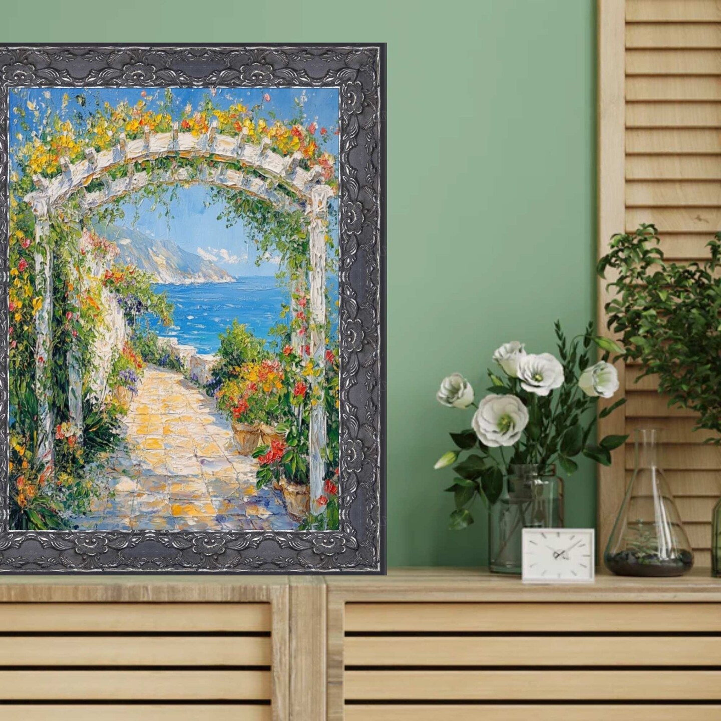 Renaissance Silver Black Ornate Picture Frame 27x40 frame
