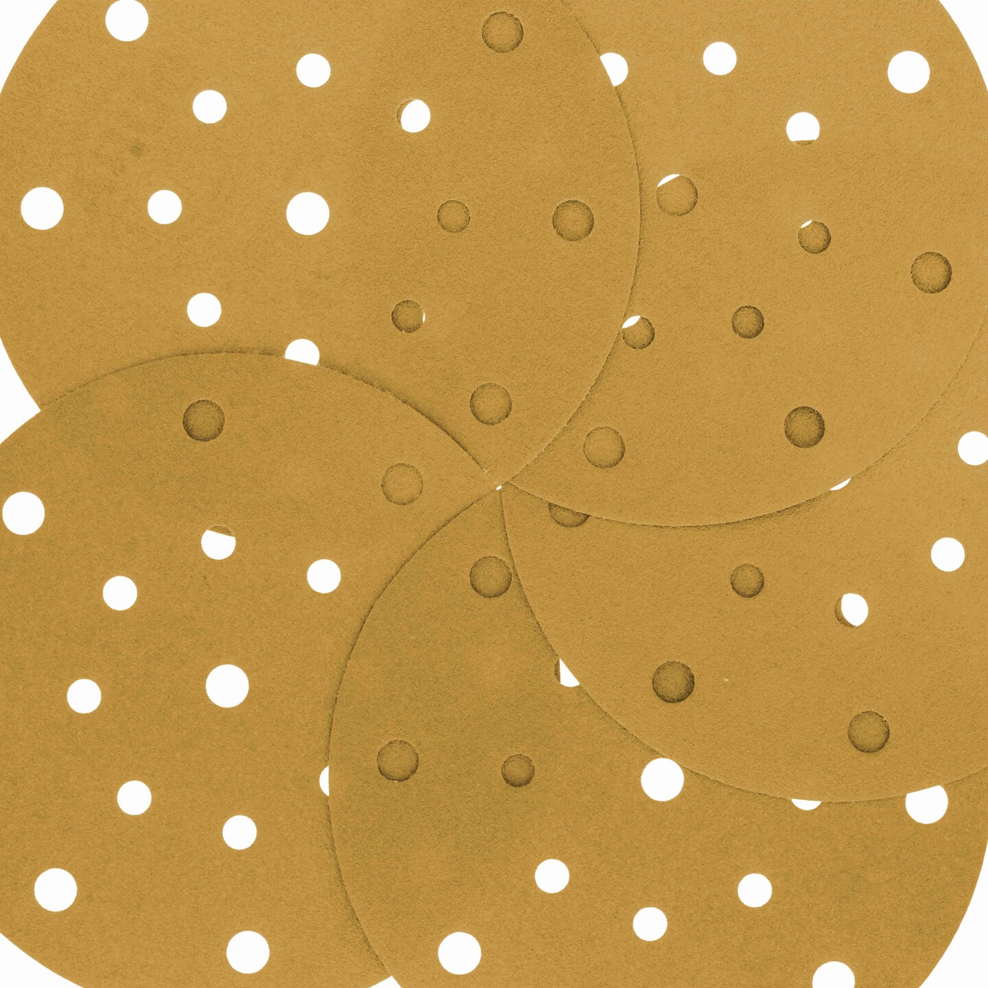 120 Grit - 6&#x22; Gold Sanding Discs - 17-Hole Pattern Hook and Loop for DA Sander - Box of 50