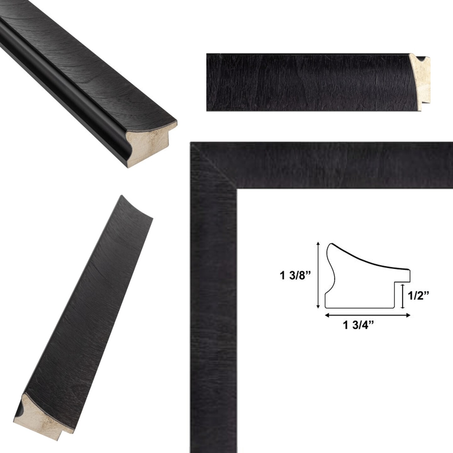 Contemporary Wood Grain Black Scoop Picture Frame 30x40 frame