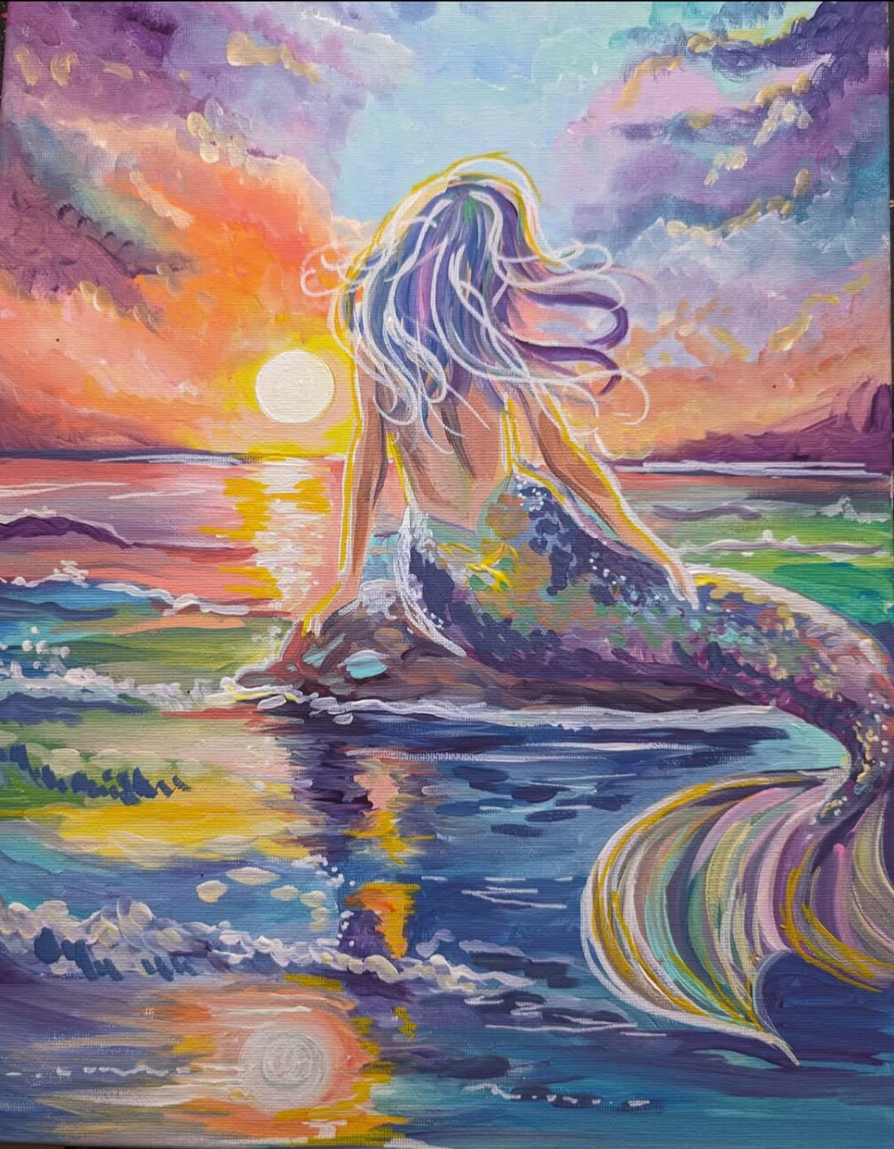 Resting Mermaid Online Paint Party