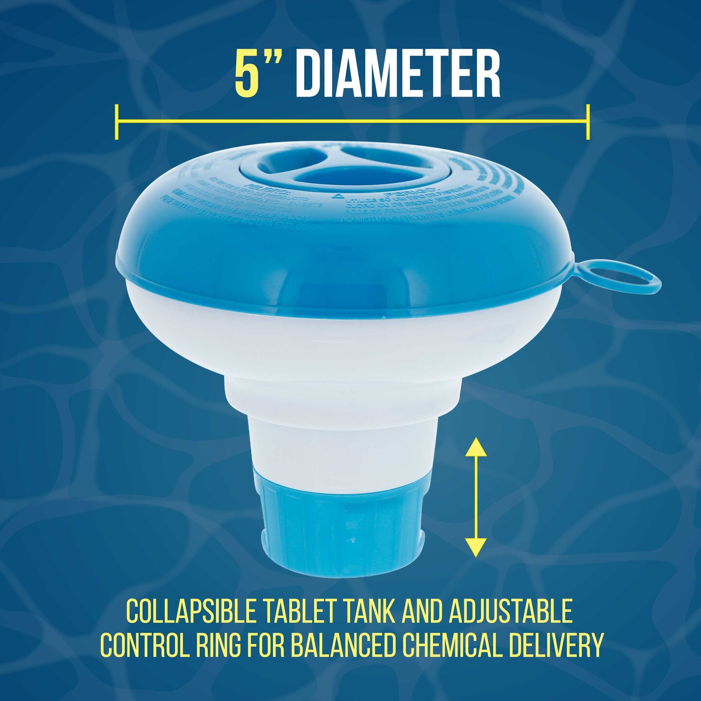 U.S. Pool Supply&#xAE; Pool &#x26; Spa Floating Chlorine &#x26; Bromine 1&#x22; Tablet Chemical Dispenser, 5&#x22; Diameter, Collapsible Floater