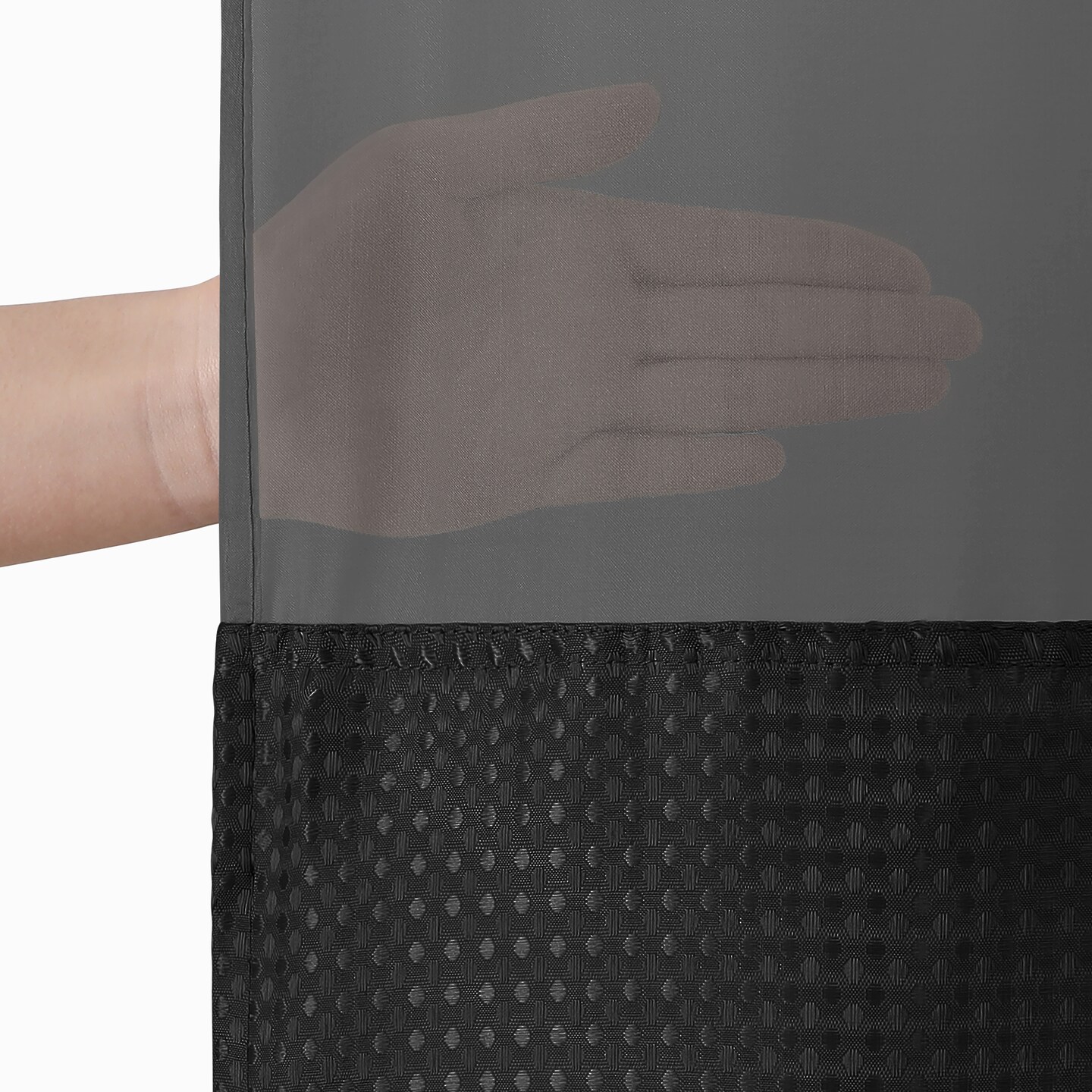 Americanflat 72x75 Hookless Waffle Pattern Shower Curtain - Water-Resistant Long Shower Curtain with Sheer Panel, Snap-In Liner, and Grommets