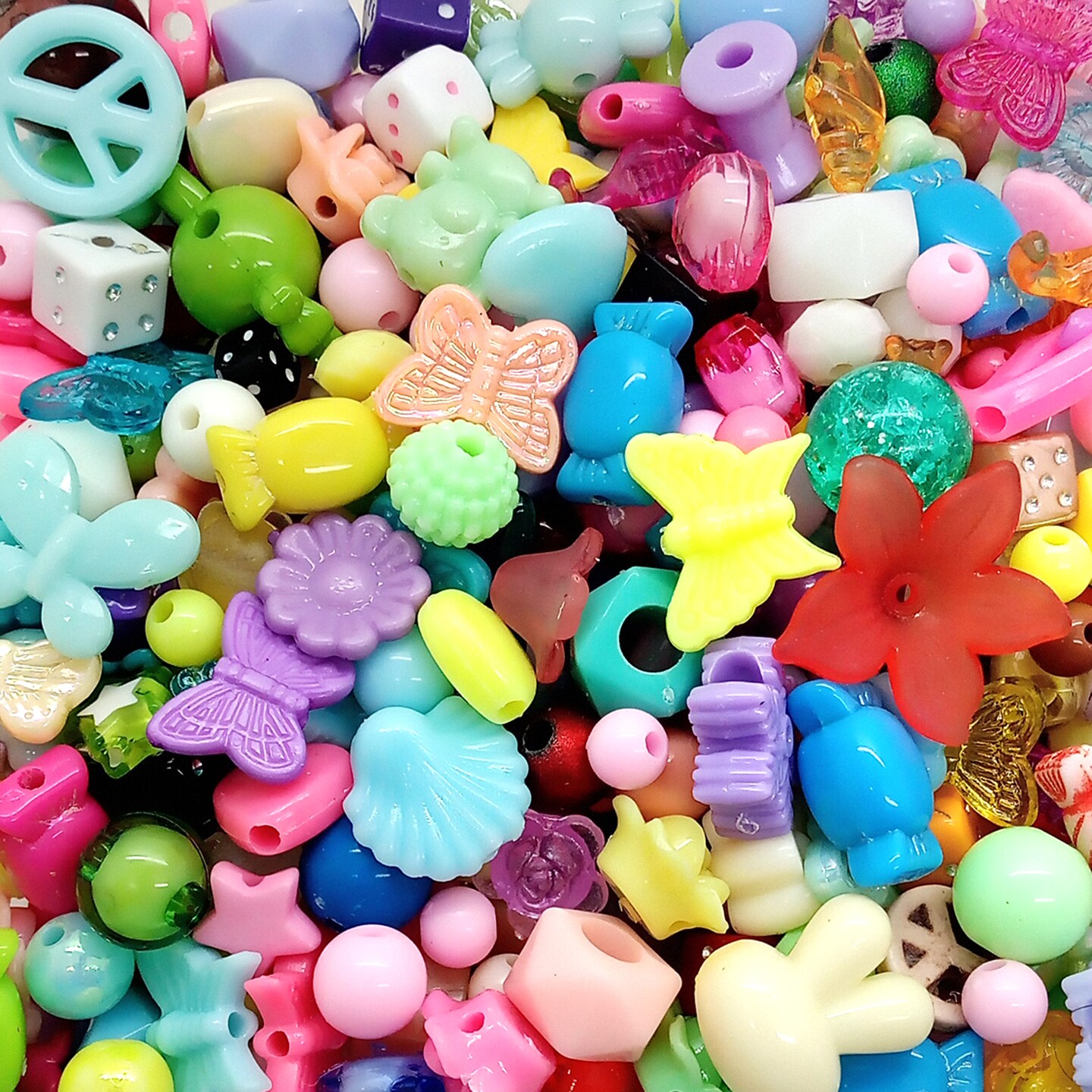 Acrylic Bead Mix, Huge Variety of Colorful Beads for Crafts, about 200 pieces, Adorabilities