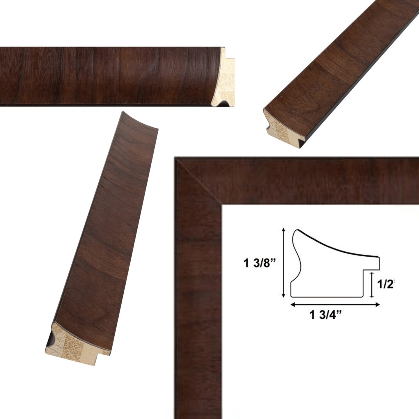 Contemporary Wood Grain Walnut Scoop Picture Frame 11x14 frame