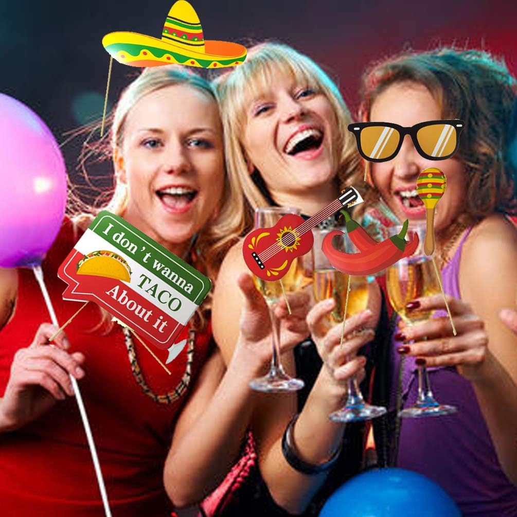 32 pcs Fiesta Mexican Photo Booth Props