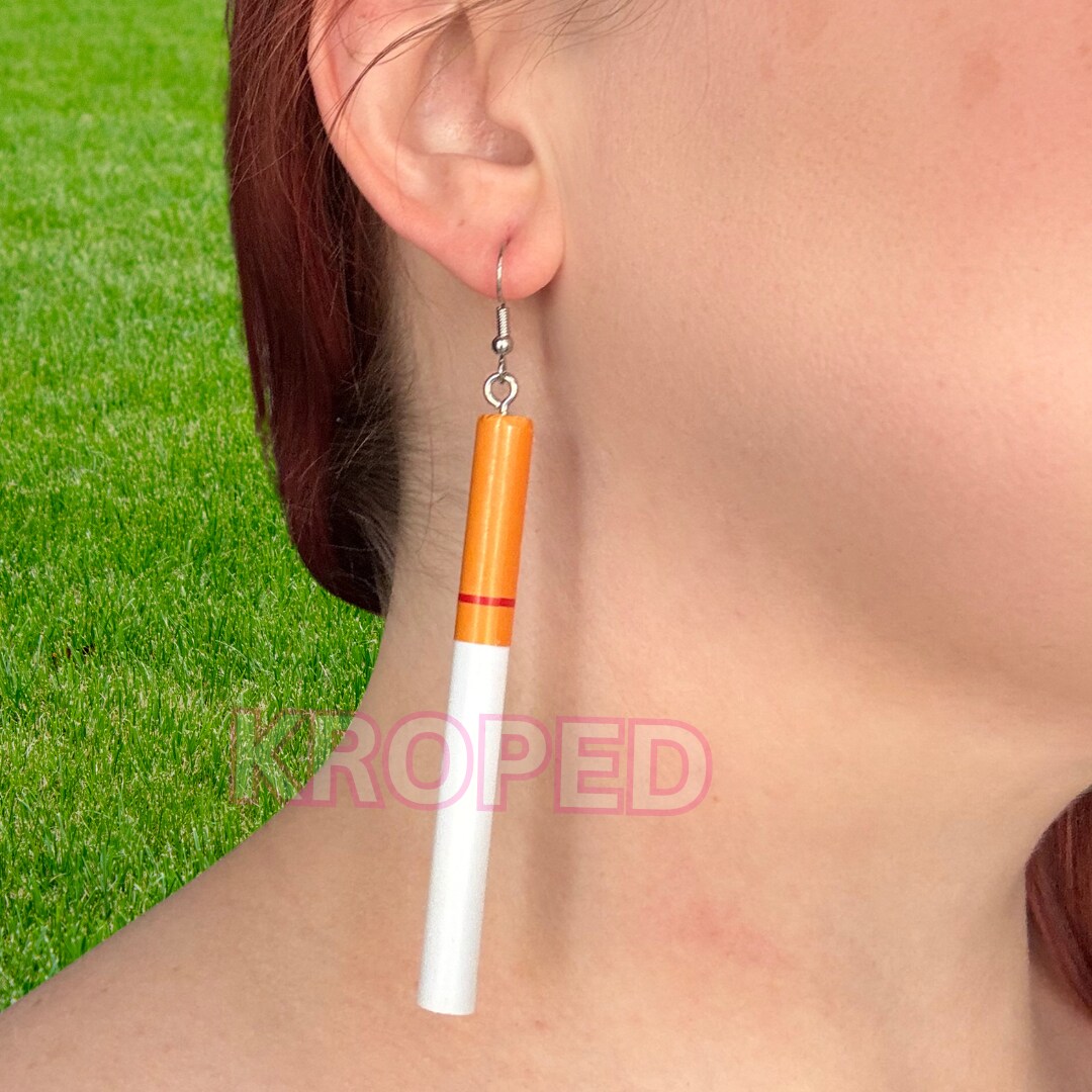 cigarette charm FAKE Cigarette Charm Earrings Lightweight Costume Jewelry, hardware type:  Leverbacks