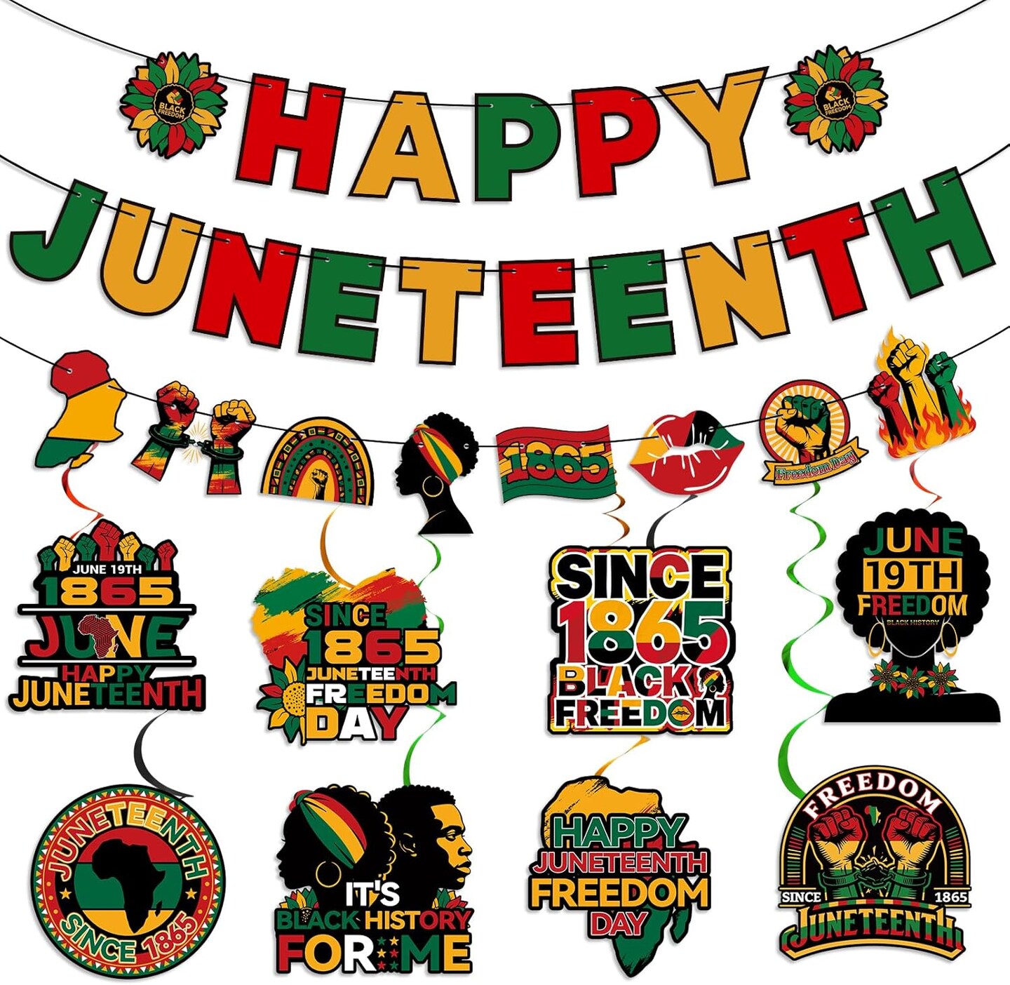 Pre-Strung Juneteenth Party Decorations Set – Happy Juneteenth Banner ...