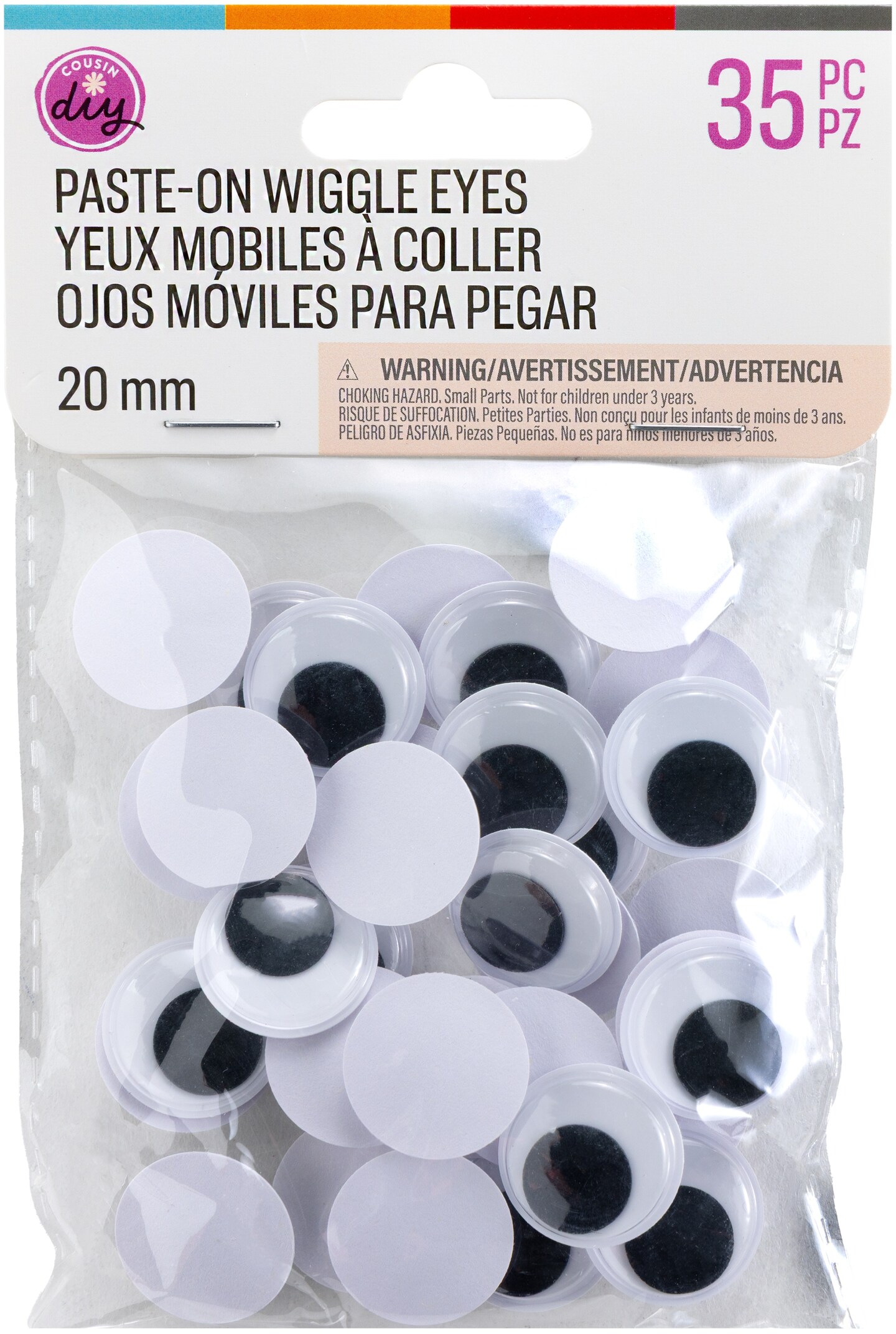 CousinDIY Paste-On Wiggle Eyes 20mm 35/Pkg-Black