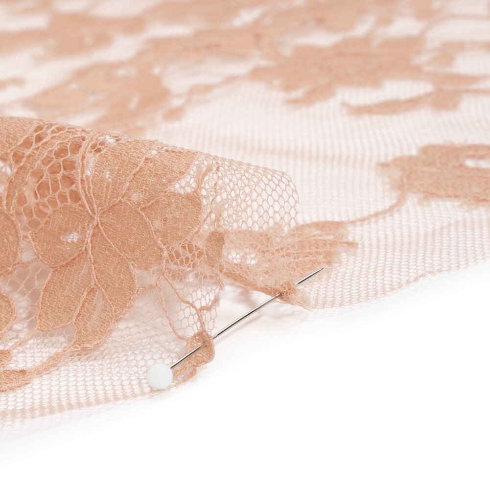 1 Yard Blush Floral Re-Embroidered Cotton and Nylon Lace 48 Inches Wide