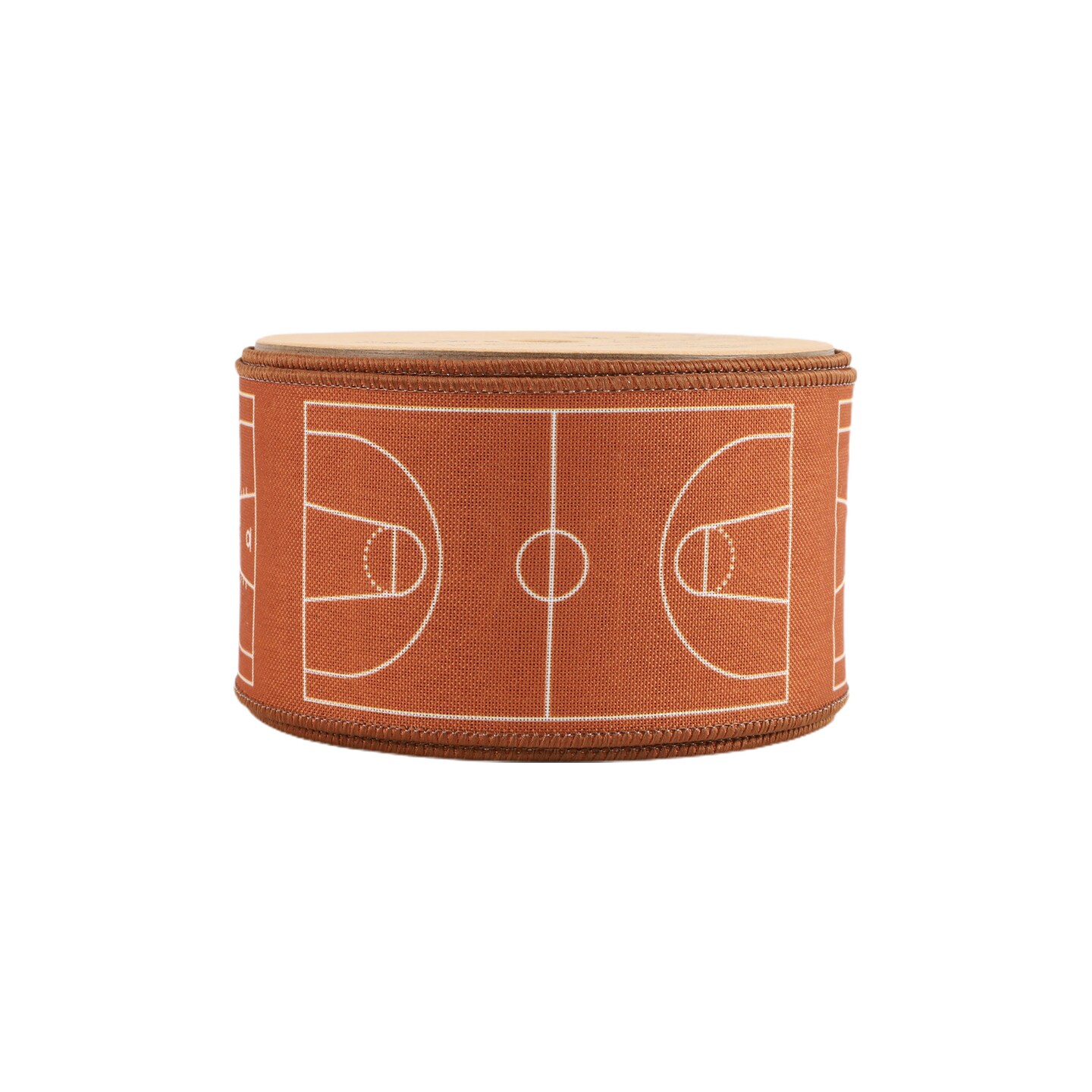 LaRibbons 2 1/2" Faux Linen Heat Transfer Wired Ribbon | Basketball Court | 10 Yard Roll