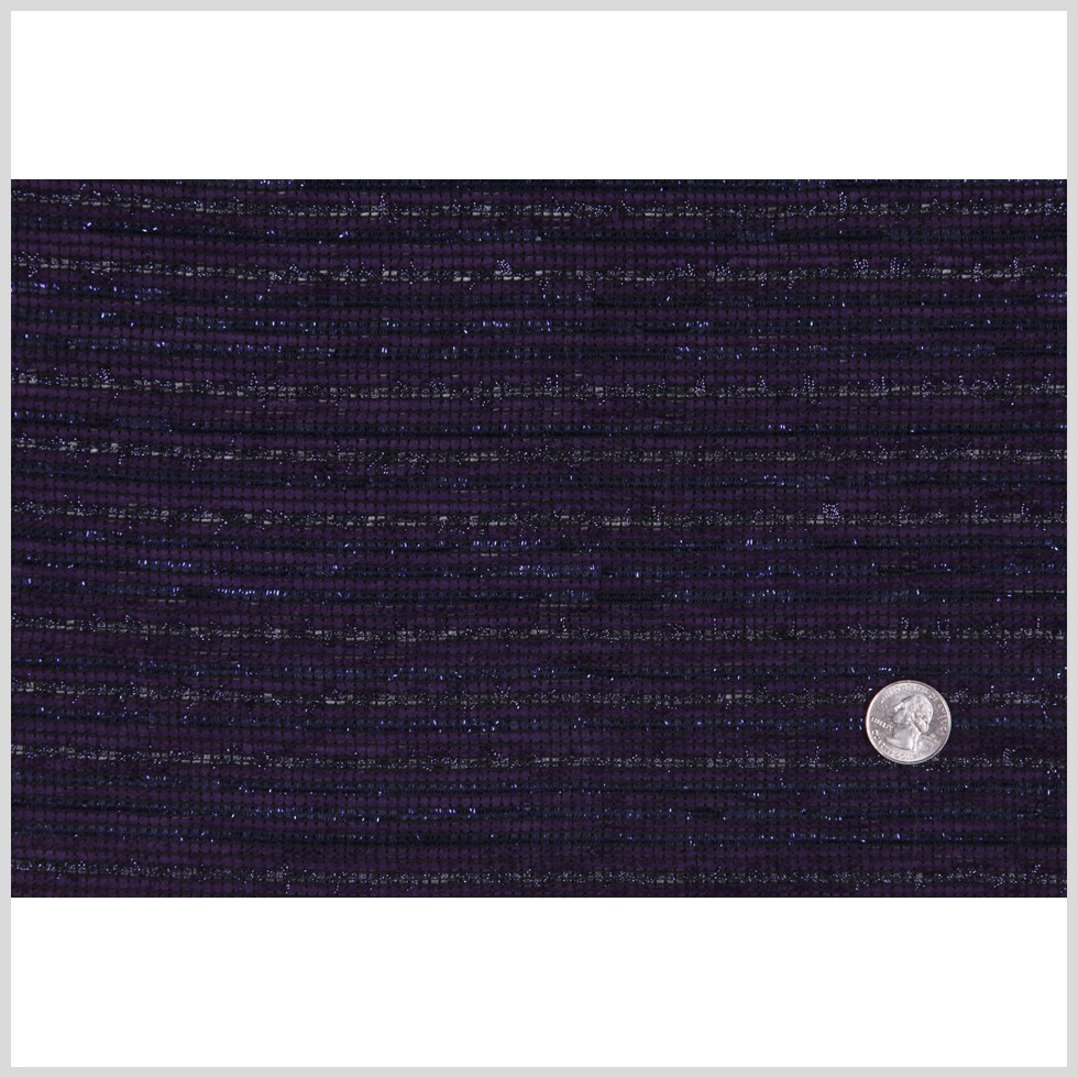1 Yard British Purple Metallic Striped Wool Fabric