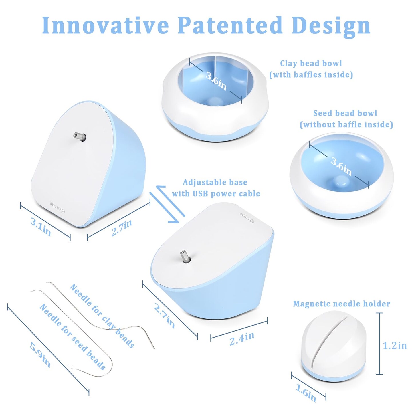 Clay Bead Spinner, Electric Bead Spinner for Jewelry Making, Bracelet Spinner and Necklace Making Machine with Bead Needles and Thread, Seed Bead Spinner, Clay Bead Bracelet Spinner (Blue), (No Beads)