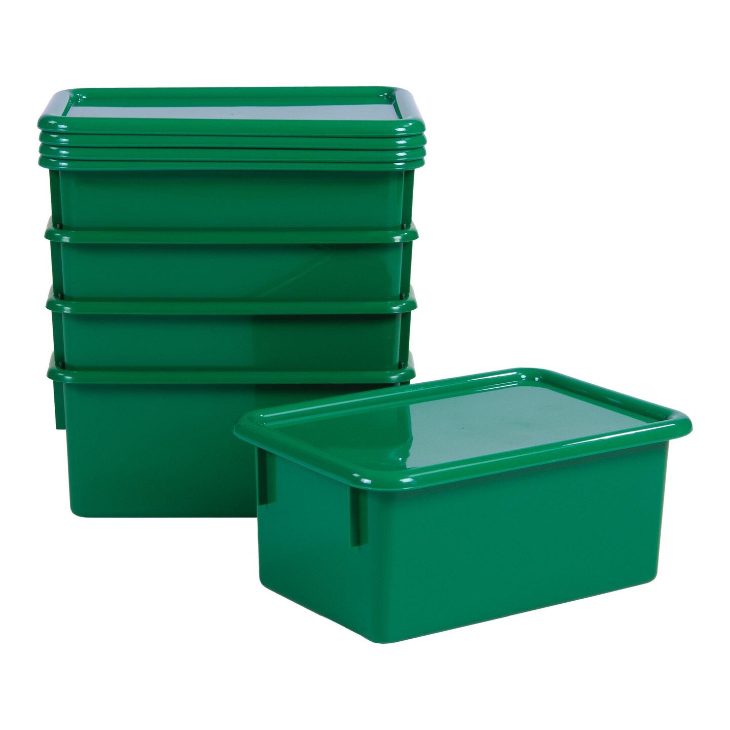 Kaplan Early Learning Company Storage Bins with Lids - Set of 5 - Green