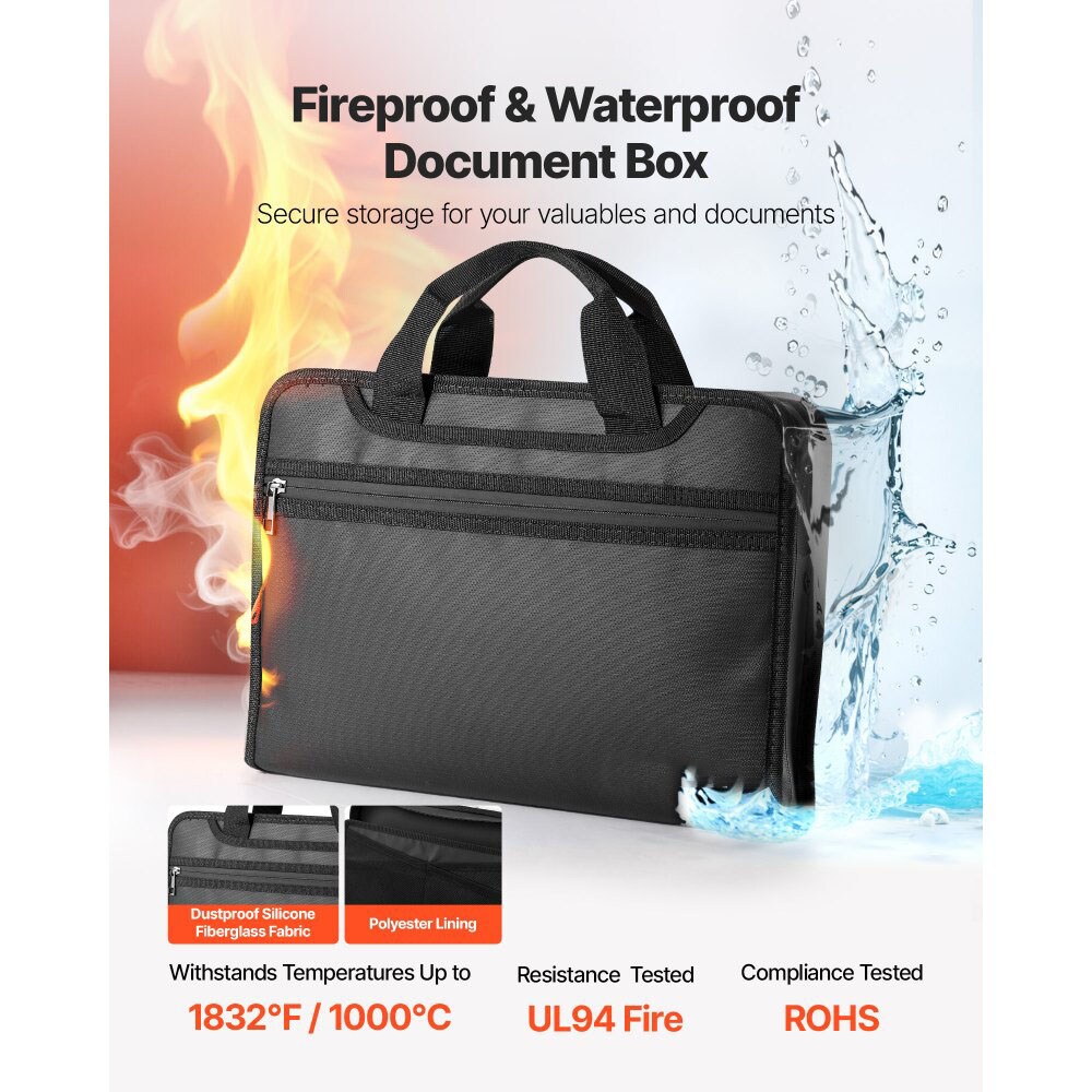 Portable Fireproof Document Bag, Multi-Layer Heat and Water Resistant Storage for Files