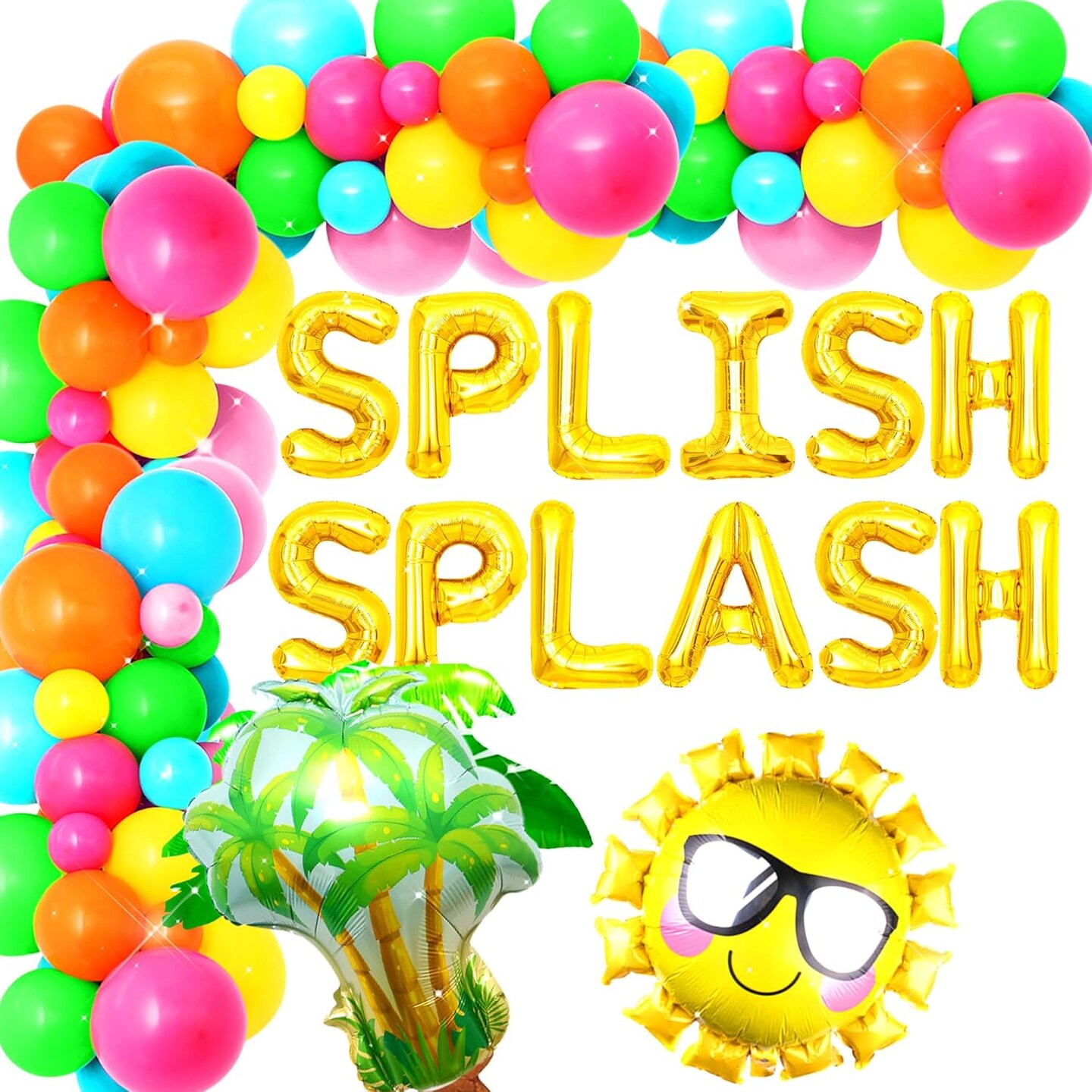 Pool Party Balloons Tropical Hawaiian Luau Splish Splash Balloon Garland Pool Party Balloons Beach Party Decorations
