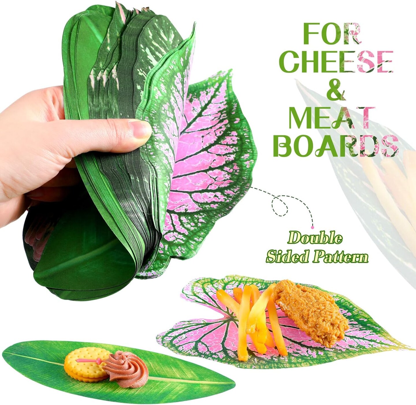 100 Pcs Charcuterie Board Parchment Paper Tropical Leaves 8.7 Inch Paper Leaves for Cheese Board Double Sided Tropical Parchment for Holiday Party Decorations Table Food Serving