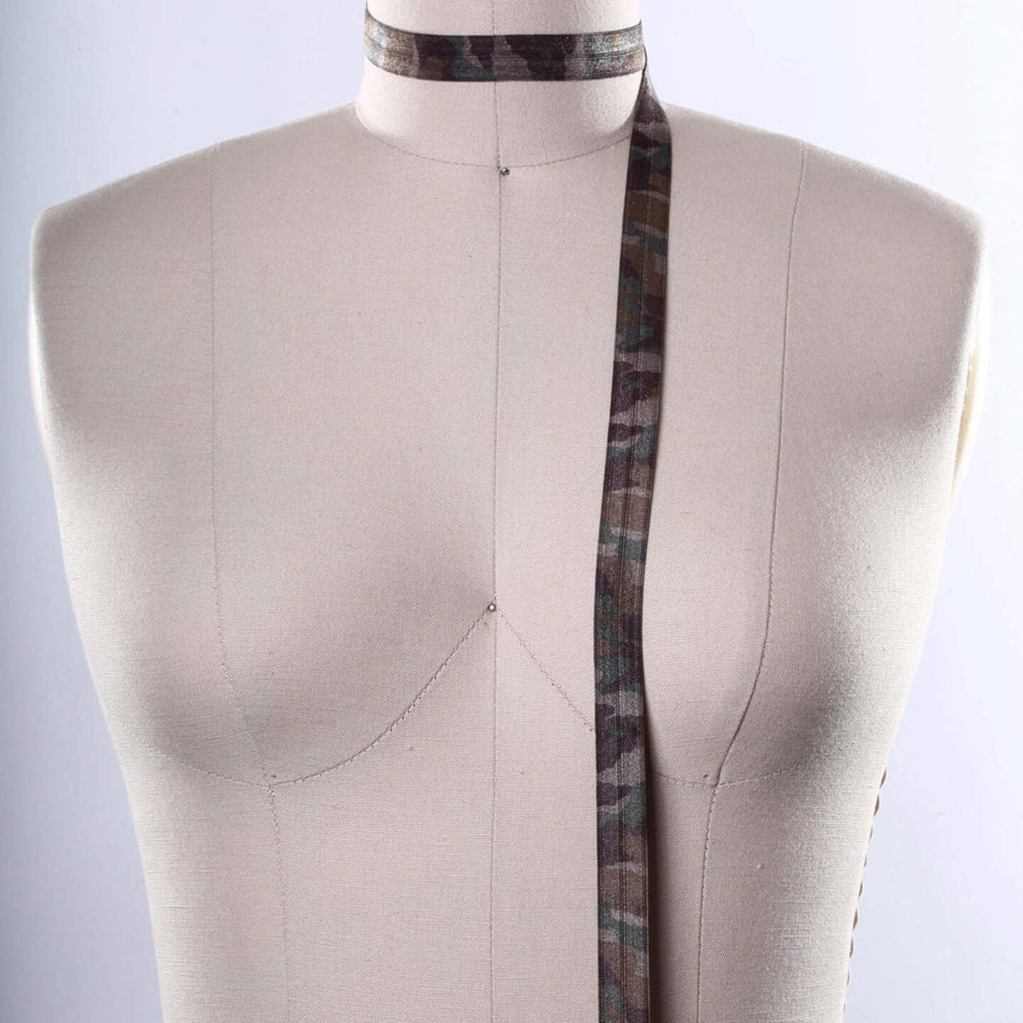 5/8" Army Green Camouflage Fold Over Elastic Trim Stretch Camo Bias for Headbands Crafts 3 Yards