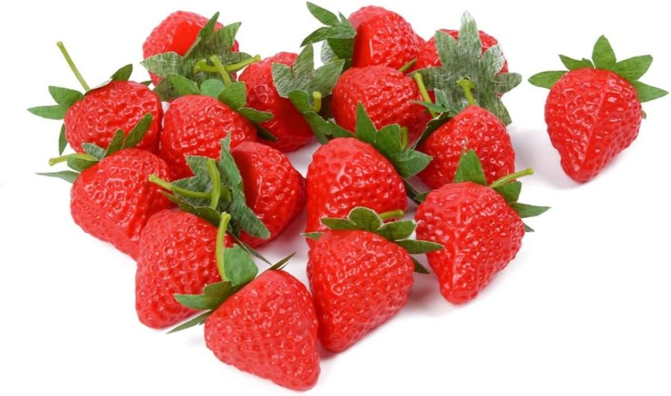 20 Pieces Artificial Strawberries Fake Strawberries Tabletop Centerpieces Lifelike Red Realistic Plastic Fruit for Kitchen Party Decoration