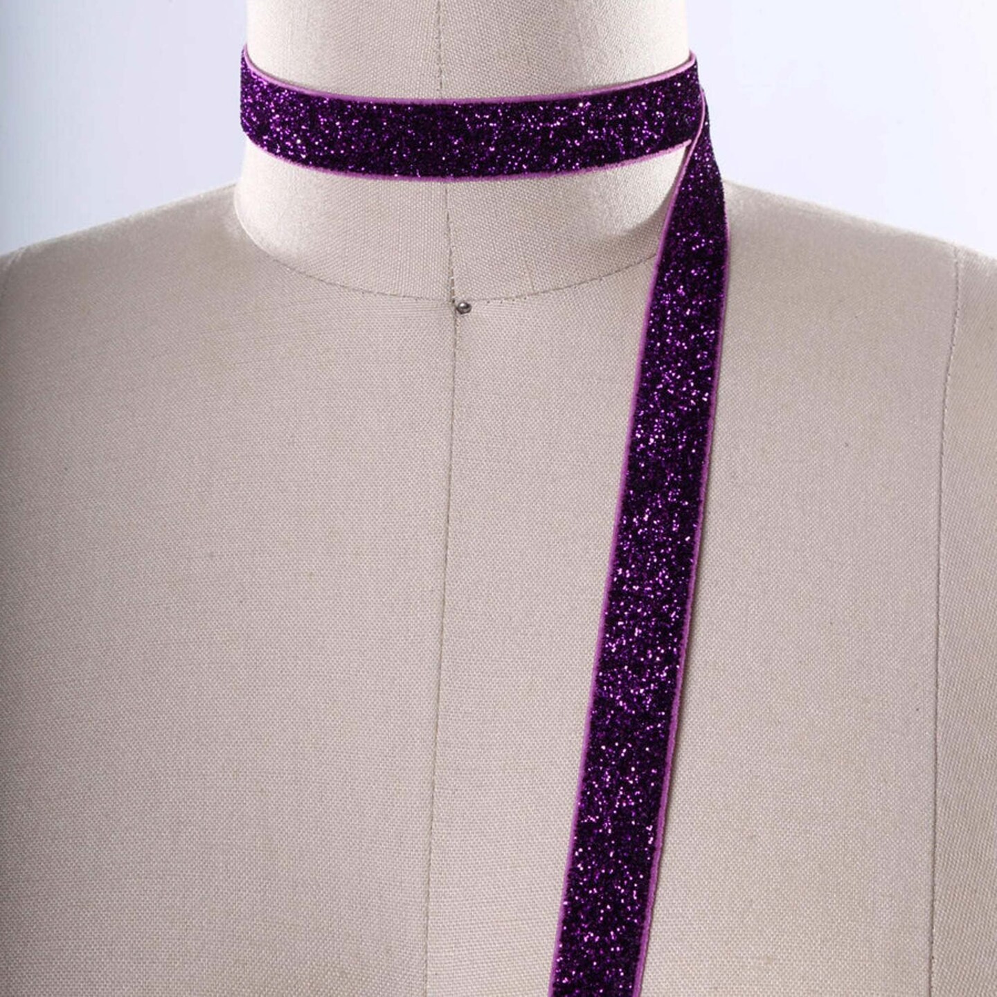 2 Yards Deep Purple Plum Colored Glitter Elastic Trim 5/8&#x22;