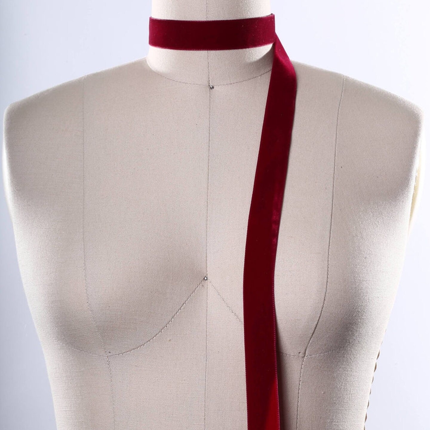 1 Yard Burgundy Velvet Ribbon Trim Non Stretch for Sewing and Craft Projects